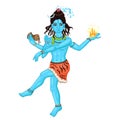 Dancing four-armed Shiva Isolated on a white background. Vector graphics