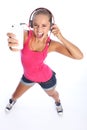 Dancing fun for teenage girl music on phone Royalty Free Stock Photo