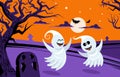 Dancing Ghosts Cartoon Composition Royalty Free Stock Photo