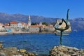 Dancing girl and Budva on background Royalty Free Stock Photo