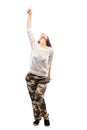 Dancing girl in camouflage pants Royalty Free Stock Photo