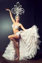 Dancing girl in the carnival costume. Royalty Free Stock Photo