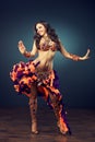 Dancing girl in the carnival costume. Royalty Free Stock Photo