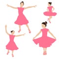 Dancing girl colored silhouettes. Young girl in ballroom dress