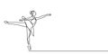 Dancing girl continuous one line drawing vector illustration isolated on white background minimalist design