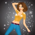 Dancing girl on disco party Royalty Free Stock Photo