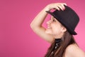 Dancing girl with hat Royalty Free Stock Photo