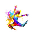 Dancing girl jumping with color splashes on white background. Vector illustration Royalty Free Stock Photo