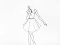 Dancing girl in short wide dress with microphone Royalty Free Stock Photo