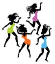 Dancing girl silhouettes