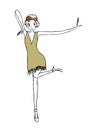 Dancing girl vintage illustration