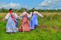 Dancing girls in summer day