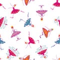 Dancing girls seamless pattern