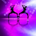 Dancing girls silhouette illustration.