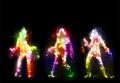 Dancing girls silhouettes, neon effect