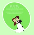 Dancing Groom and Bride Characters, Wedding Vector