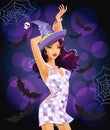 Dancing Halloween witch Royalty Free Stock Photo