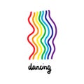 Dancing hand drawn illustration with cute rainbow activity. Carton sryle minimalism