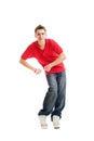 Dancing hip-hop guy in red t-shirt Royalty Free Stock Photo