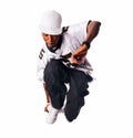 Dancing hip-hop young man on white Royalty Free Stock Photo