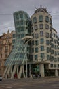 Dancing House designed by Vlado Milunic and Frank Gehry is a famous example of modern Prague architecture. Royalty Free Stock Photo