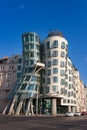 Dancing house landmark of Prague Czech republic. Blue sky background Royalty Free Stock Photo