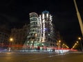 Dancing House modern building architecture in Prague Czech Republic at night Royalty Free Stock Photo