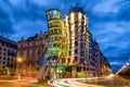 Dancing house at night in Prague, Czech republic