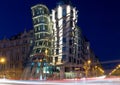 Dancing house in Prague at night, Czech republic Royalty Free Stock Photo
