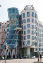 Dancing house in Prague. An unusual shaped office building with a top-floor restaurant and panoramic views
