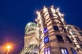 Dancing House Rooftop Terrace Detail in Prague Czech Republic at Night