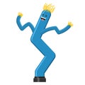 Dancing inflatable blue tube man in flat style isolated on white background. Wacky waving air hand for sales and Royalty Free Stock Photo