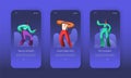 Dancing Jazz Characters Landing Page Set. Joyful Man and Woman have Fun. Music Club Dancer Concept for Website Web Page