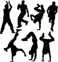 Dancing male silhouettes