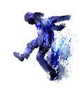 Dancing man boy jumping with color splashes on white background. Vector illustration Royalty Free Stock Photo