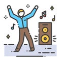 Dancing man color line icon. To have fun. Home leisure. Vector isolated illustration. Editable stroke Royalty Free Stock Photo