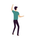 Dancing Man Raising Hands Up, Clubber on Party