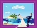 Dancing married couple on beach Royalty Free Stock Photo