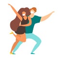 Dancing masked people vector illustration. Self- isolation at home concept.