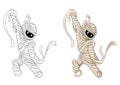 Dancing mummy. Includes an outline for coloring