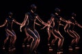 dancing neon cyber girls red hologram generative ai