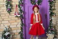 For dancing the night away. Little fashionista on xmas decoration. Fashionable small child. Small model with fashion