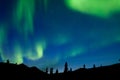 Dancing northern lights spruce taiga Yukon Canada Royalty Free Stock Photo