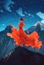 Dancing in an Orange Dress Against a Huge Mountain: An Emotional Release
