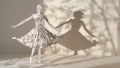 Dancing Paper Doll with Creative Shadow Effects Observed Royalty Free Stock Photo