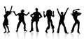 Dancing party .Dancing people silhouette illustrati Royalty Free Stock Photo