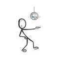 Dancing party having fun. Vector simple Disco ball. Retro dance. Stickman no face clipart cartoon. Hand drawn. Doodle sketch,