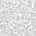 Dancing party seamless pattern in black and white