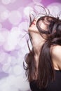 Dancing party woman with hair in motion Royalty Free Stock Photo