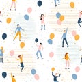 Dancing People and Birthday Party Seamless Pattern Royalty Free Stock Photo